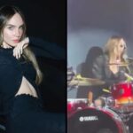 Belinda sufre lesión tras tocar la batería en uno de sus conciertos: “Lo único que me faltaba”