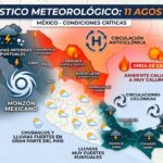 Se esperan lluvias fuertes en gran parte del territorio nacional