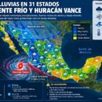 PREVÉN LLUVIAS EN 31 ESTADOS POR FRENTE FRÍO Y HURACÁN VANCE